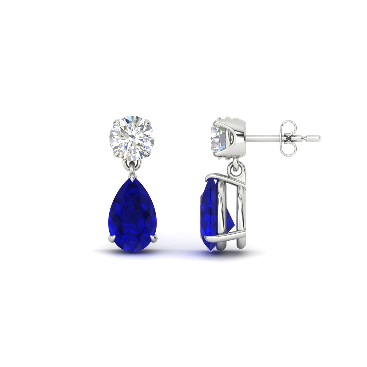 Round And Pear Drop Stud Earrings Fascinating Diamonds