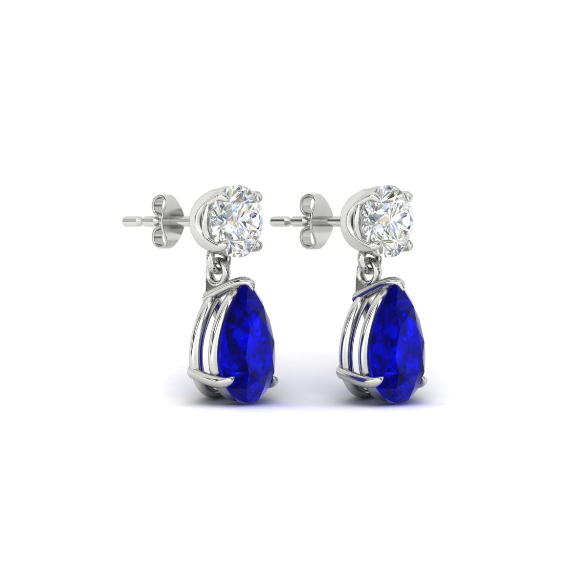 Round And Pear Drop Stud Earrings Fascinating Diamonds
