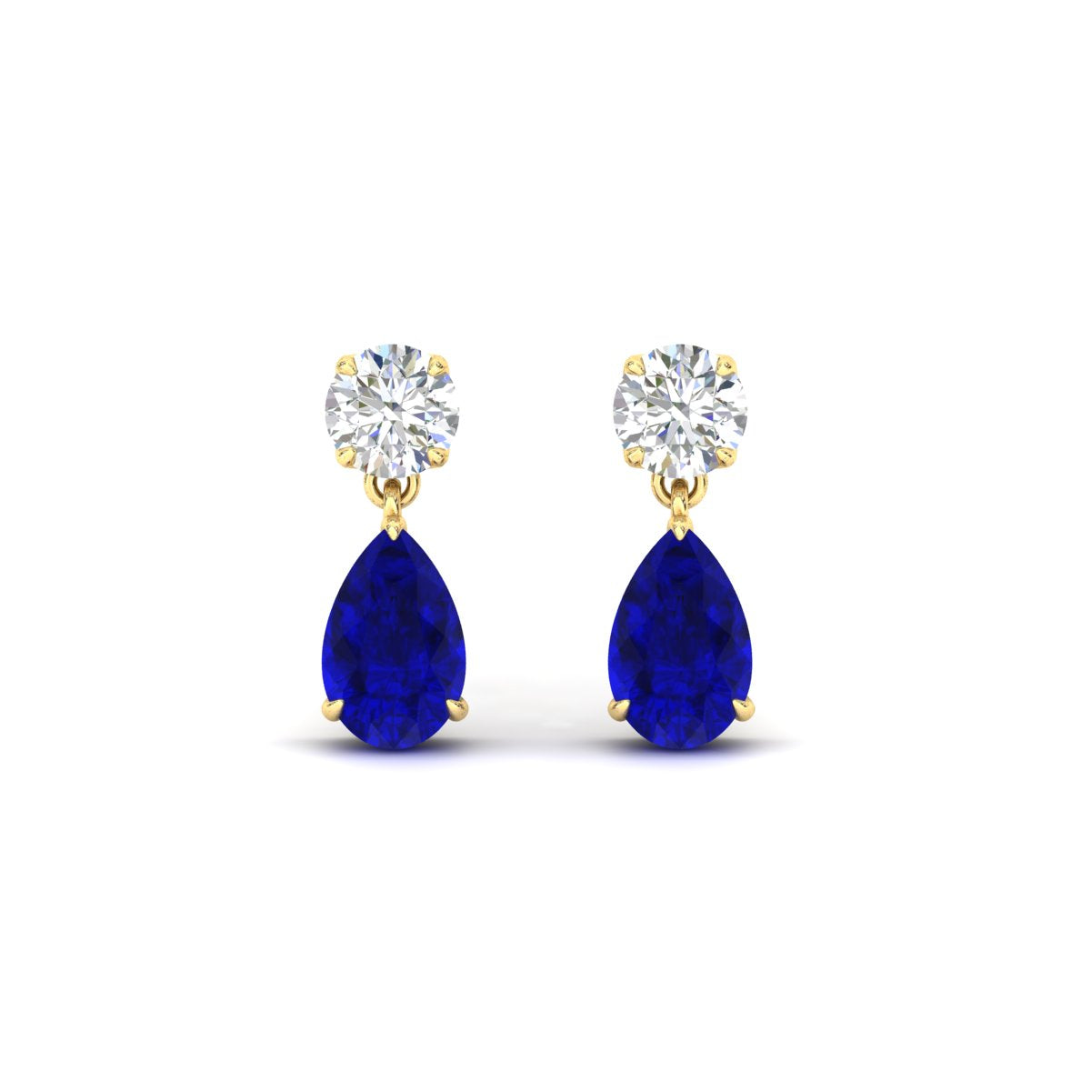 Round And Pear Drop Stud Earrings Fascinating Diamonds