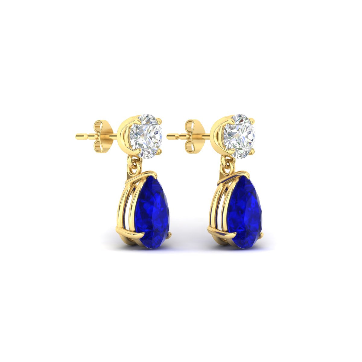 Round And Pear Drop Stud Earrings Fascinating Diamonds
