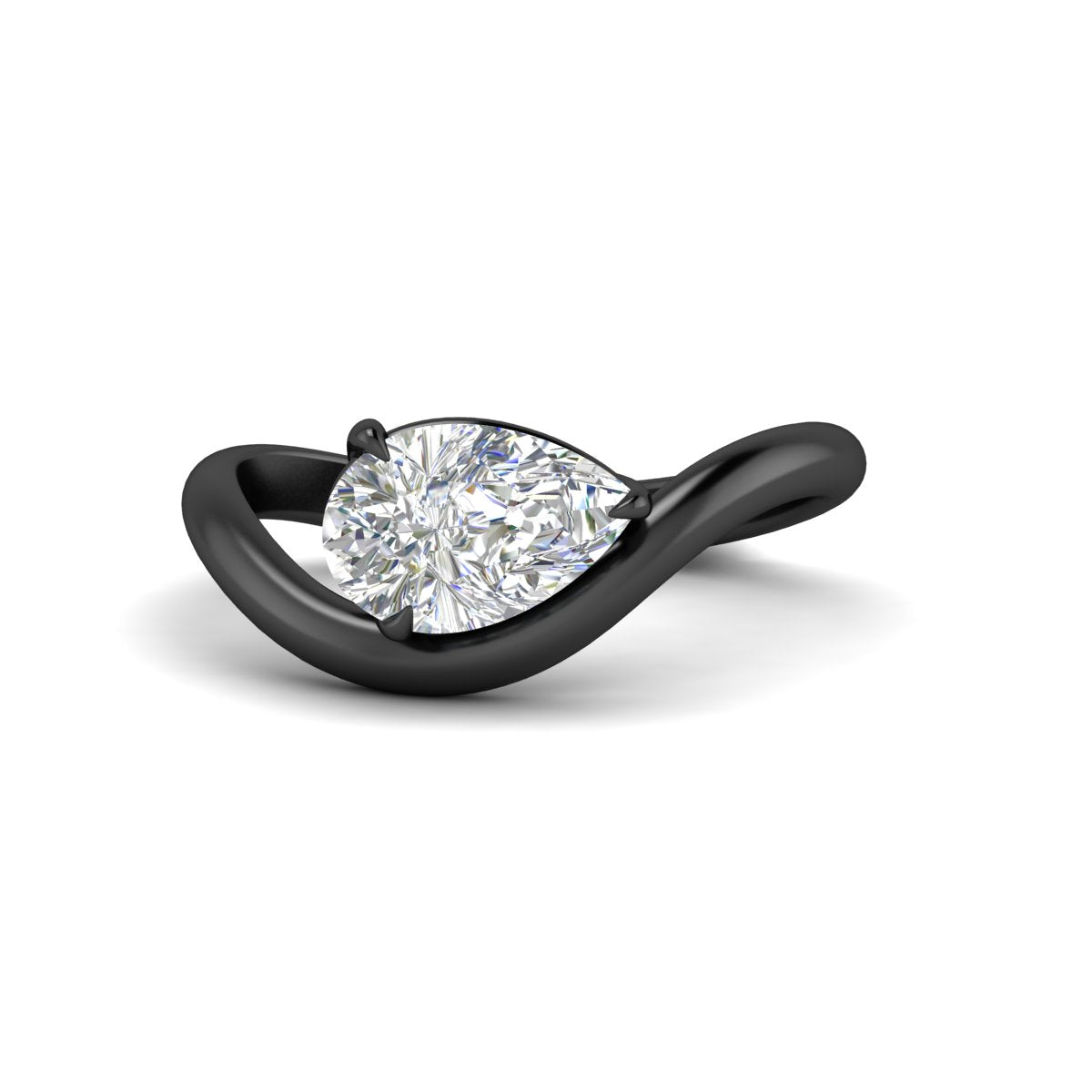 Curve Wave Pear Shaped Solitaire Diamond Ring Fascinating Diamonds