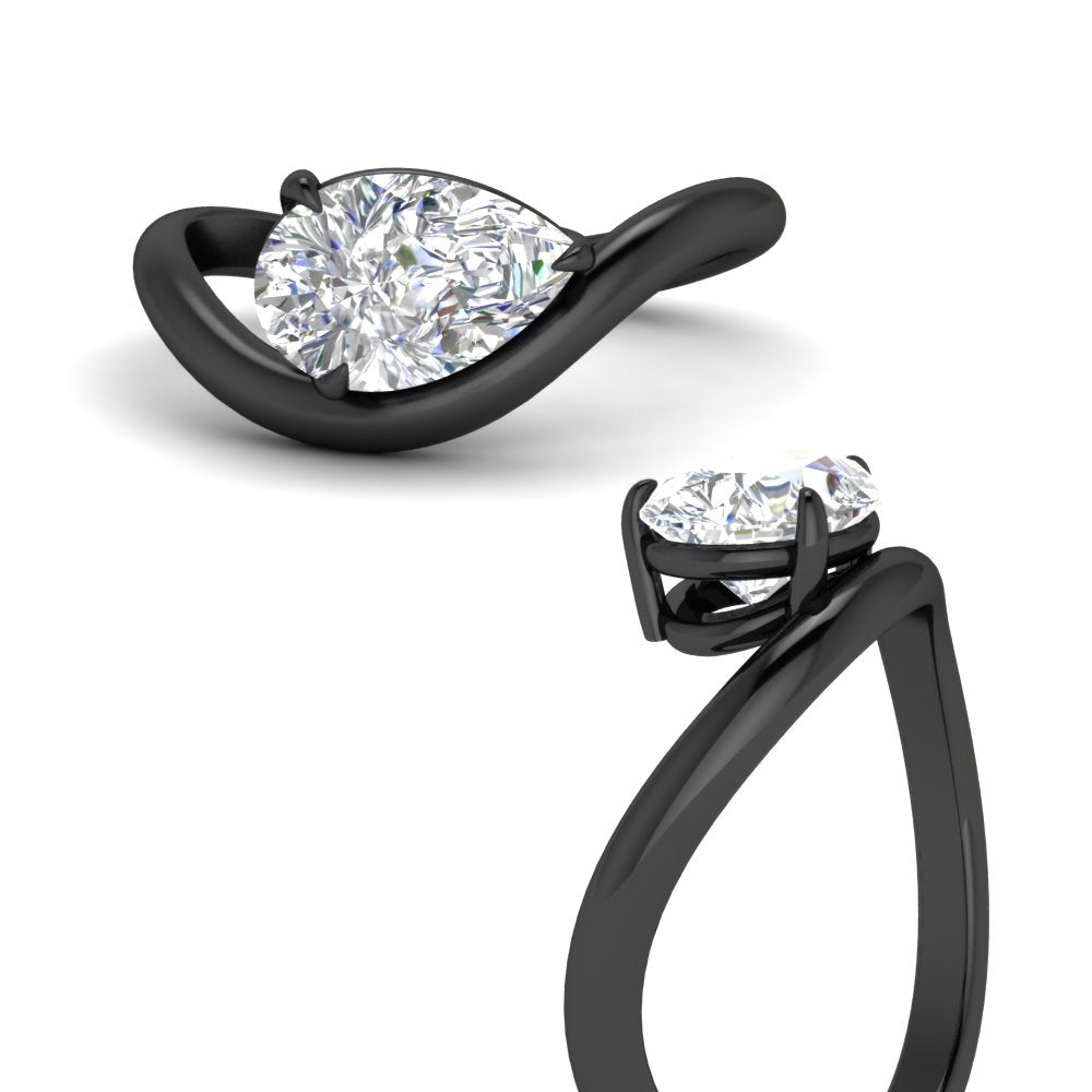 Curve Wave Pear Shaped Solitaire Diamond Ring Fascinating Diamonds