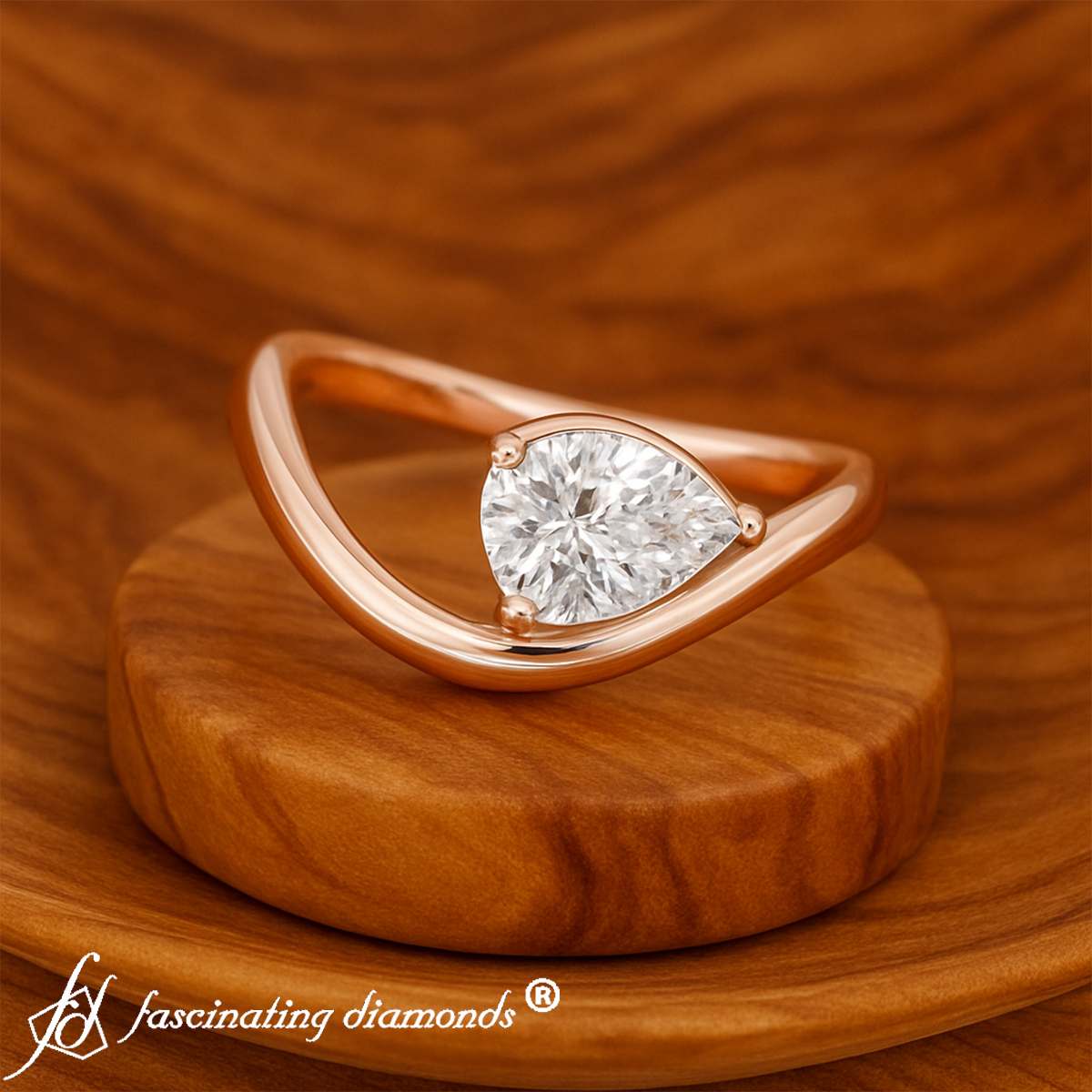 Curve Wave Pear Shaped Solitaire Diamond Ring Fascinating Diamonds