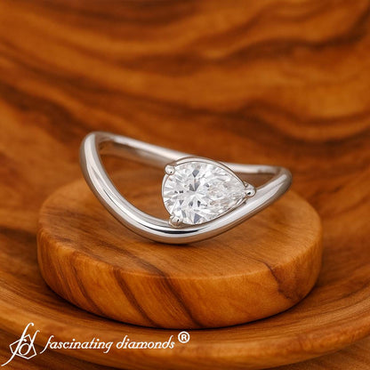 Curve Wave Pear Shaped Solitaire Diamond Ring Fascinating Diamonds