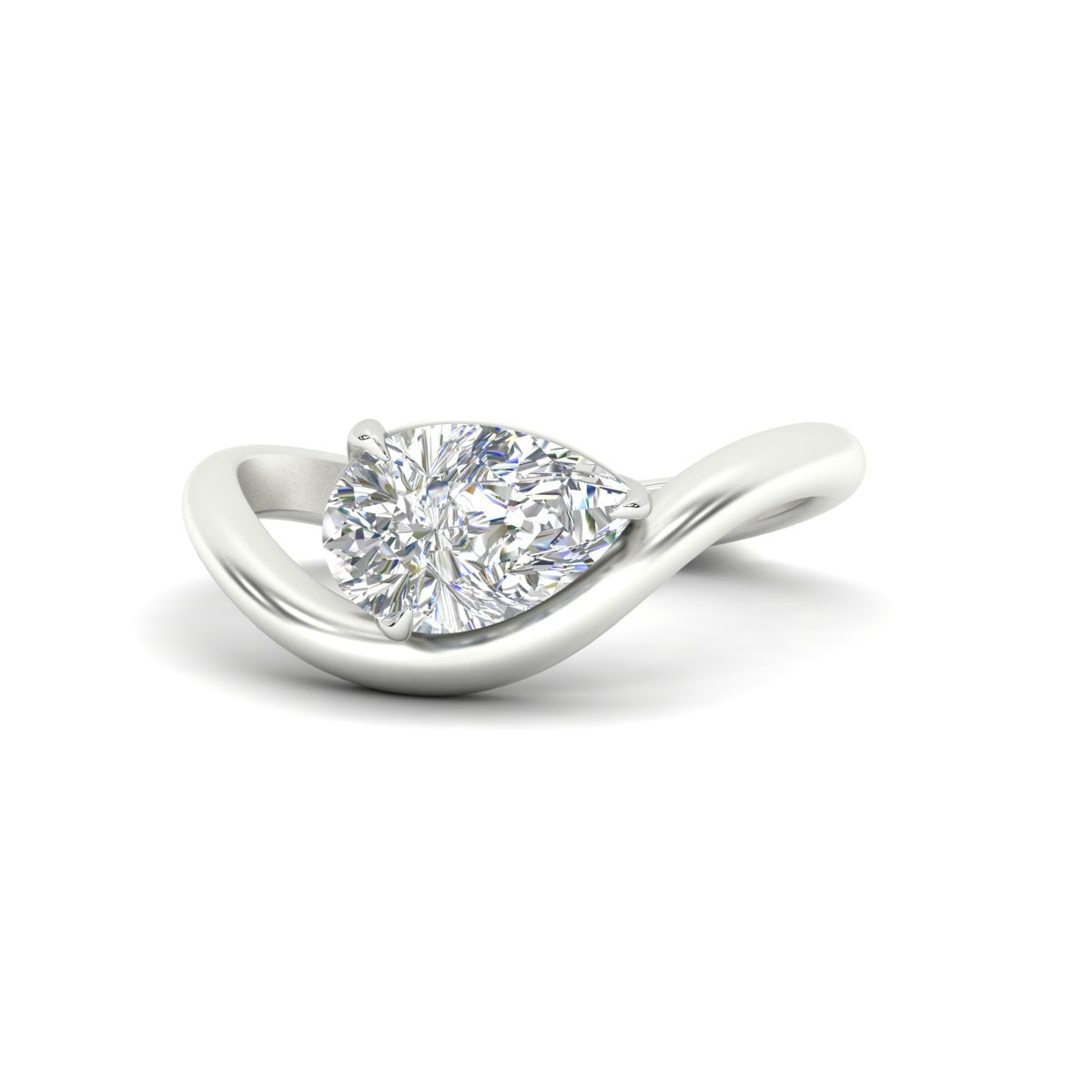 Curve Wave Pear Shaped Solitaire Diamond Ring Fascinating Diamonds