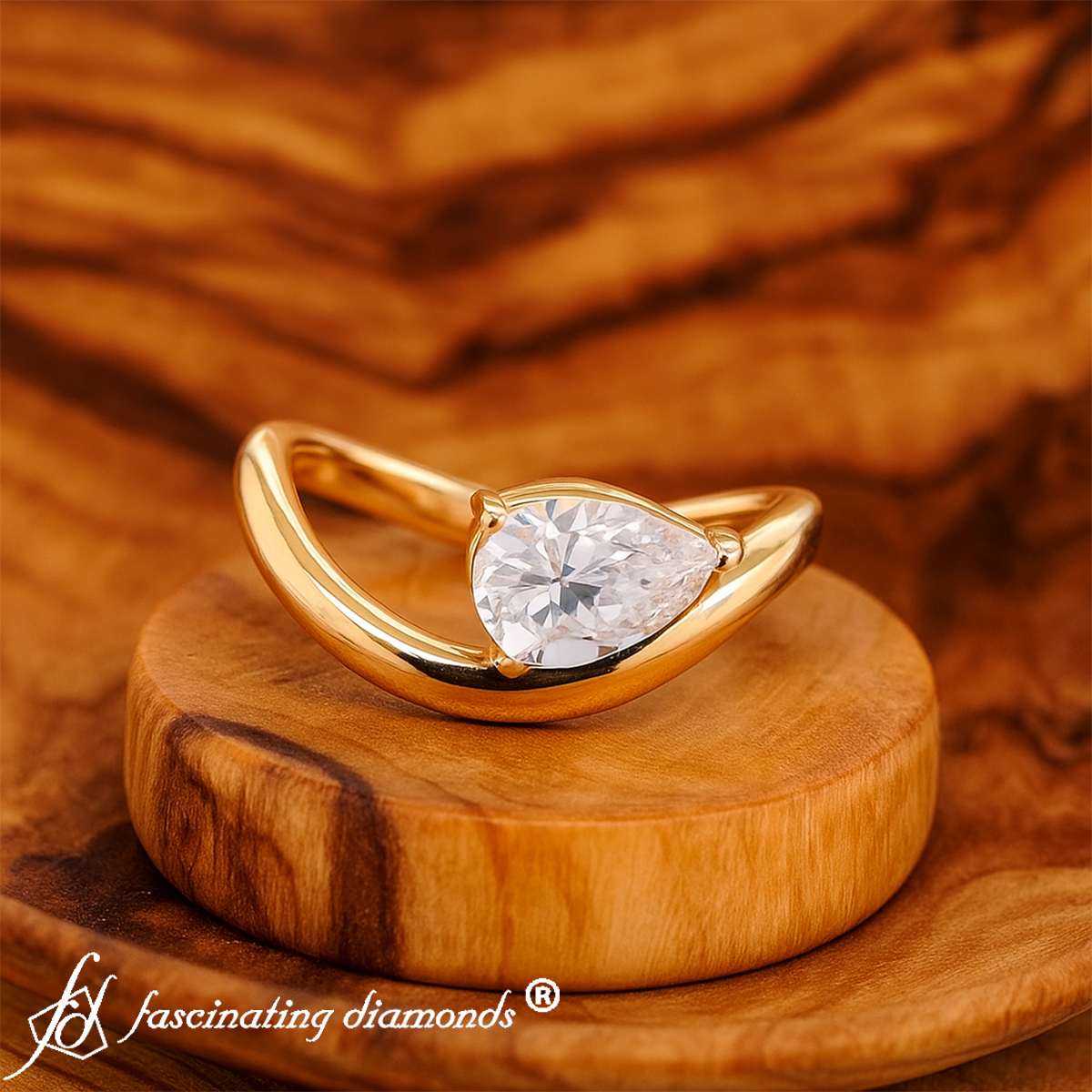 Curve Wave Pear Shaped Solitaire Diamond Ring Fascinating Diamonds