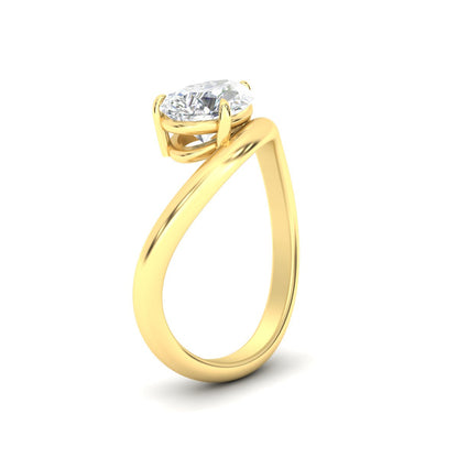 Curve Wave Pear Shaped Solitaire Diamond Ring Fascinating Diamonds