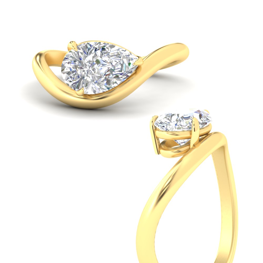 Curve Wave Pear Shaped Solitaire Diamond Ring Fascinating Diamonds