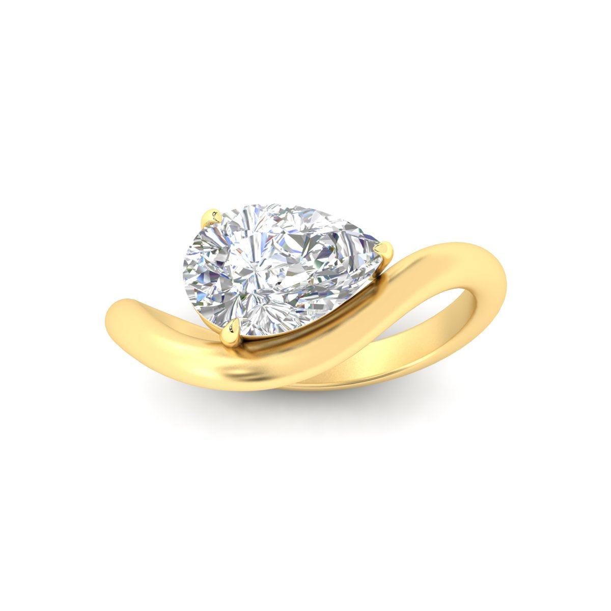 Curve Wave Pear Shaped Solitaire Diamond Ring Fascinating Diamonds