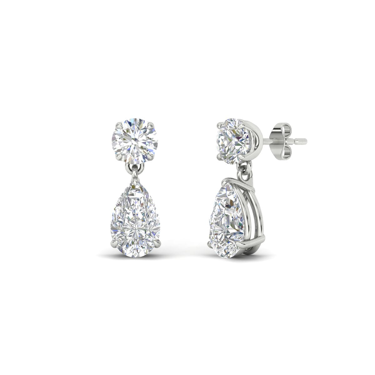 Round And Pear Drop Stud Earrings Fascinating Diamonds