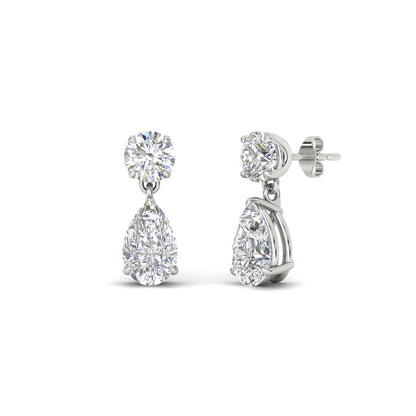 Round And Pear Drop Stud Earrings Fascinating Diamonds