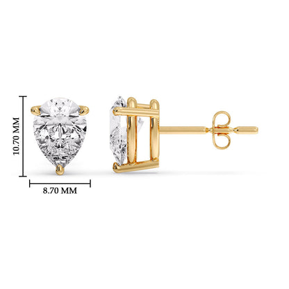 Diamond Pear Cut 3 Prong Earring Fascinating Diamonds