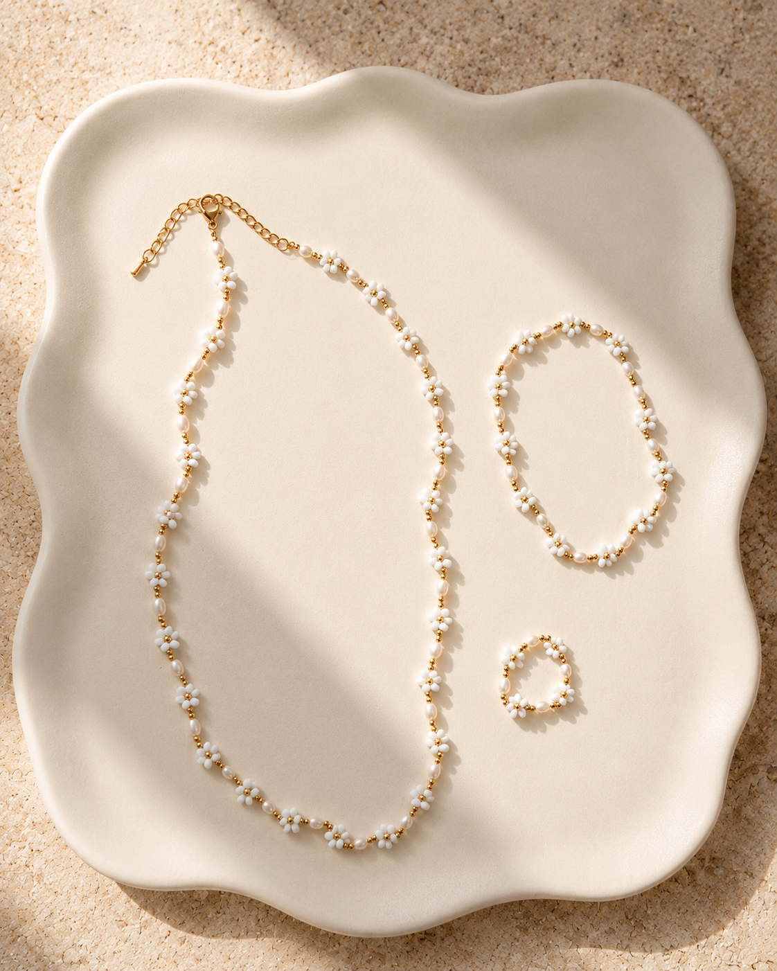 Freshwater Pearl and Flower Beaded Bracelet Village Thrive