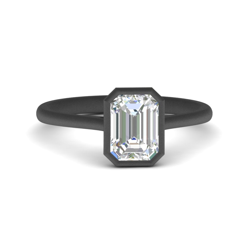 Emerald Cut Petite Bezel Solitaire Engagement Ring Fascinating Diamonds