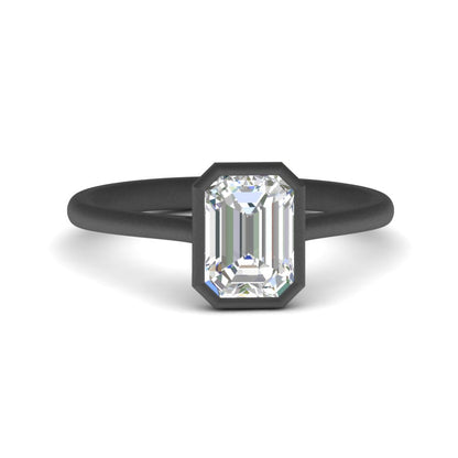 Emerald Cut Petite Bezel Solitaire Engagement Ring Fascinating Diamonds