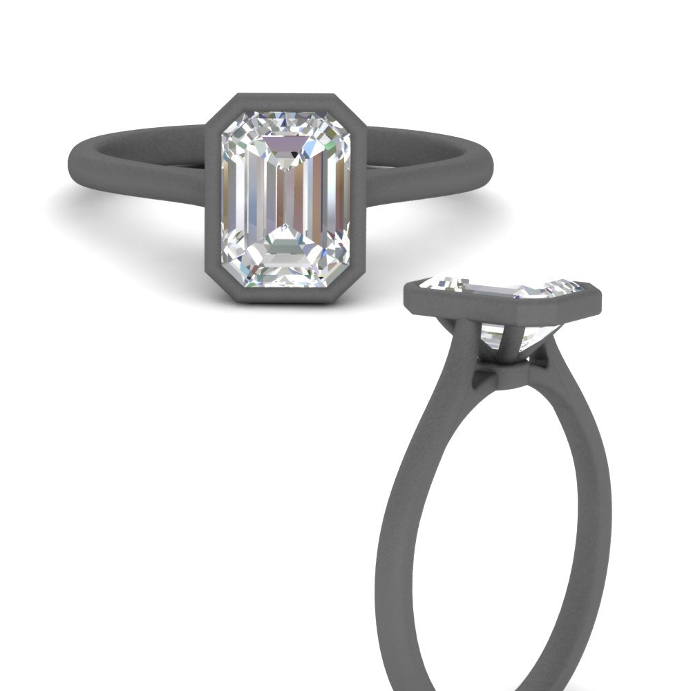 Emerald Cut Petite Bezel Solitaire Engagement Ring Fascinating Diamonds