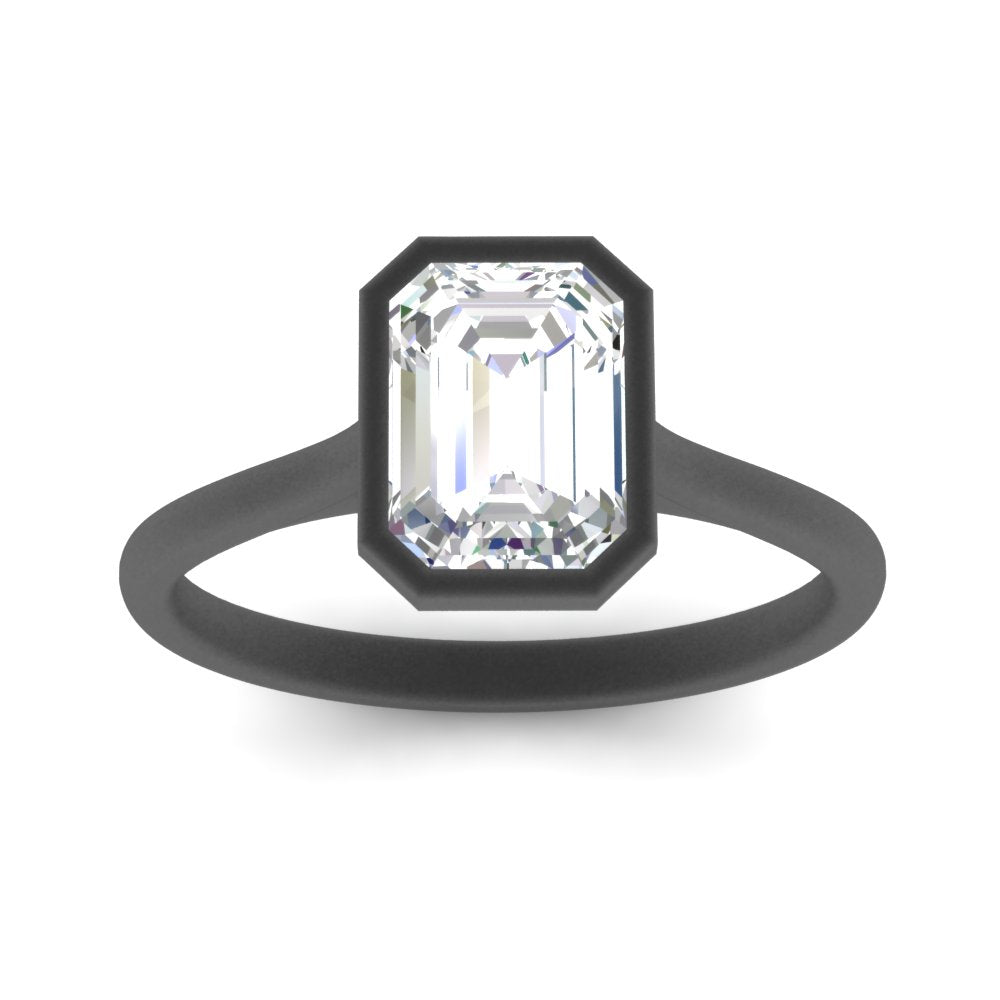 Emerald Cut Petite Bezel Solitaire Engagement Ring Fascinating Diamonds