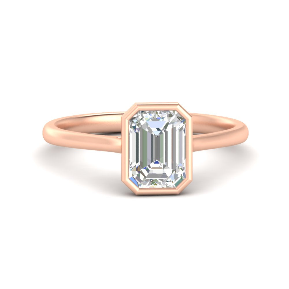 Emerald Cut Petite Bezel Solitaire Engagement Ring Fascinating Diamonds