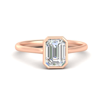 Emerald Cut Petite Bezel Solitaire Engagement Ring Fascinating Diamonds