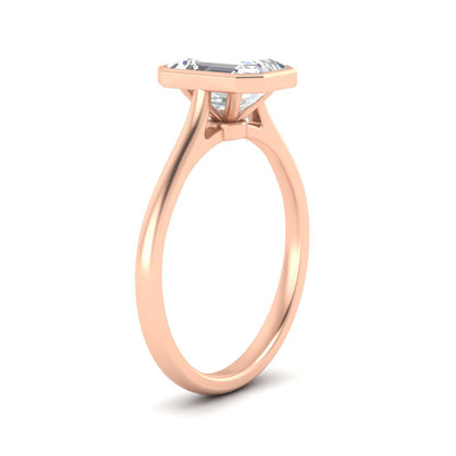 Emerald Cut Petite Bezel Solitaire Engagement Ring Fascinating Diamonds