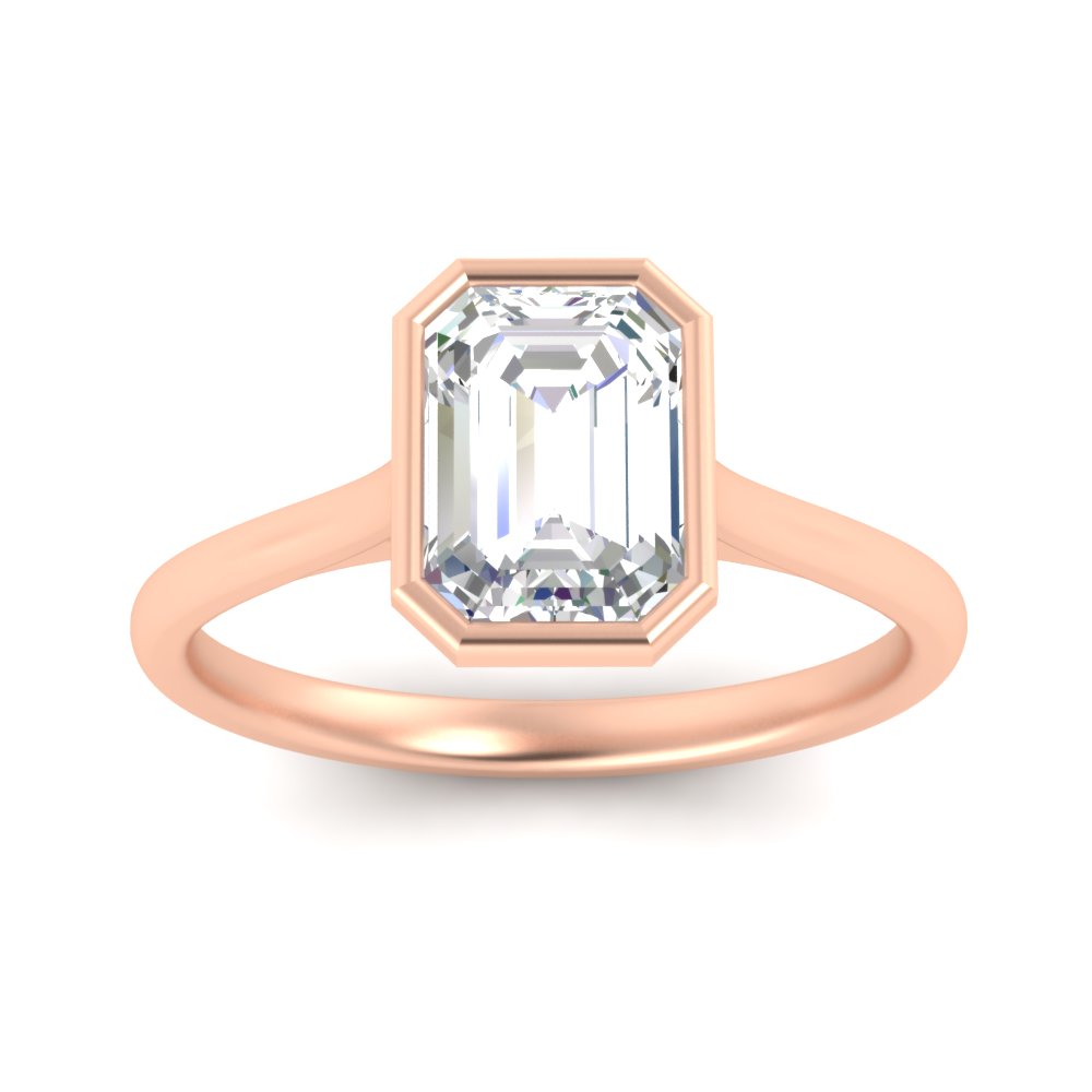 Emerald Cut Petite Bezel Solitaire Engagement Ring Fascinating Diamonds