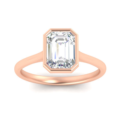 Emerald Cut Petite Bezel Solitaire Engagement Ring Fascinating Diamonds