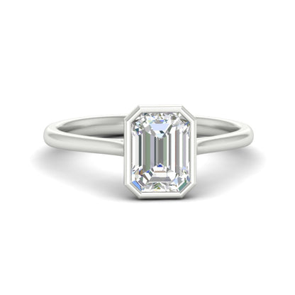 Emerald Cut Petite Bezel Solitaire Engagement Ring Fascinating Diamonds