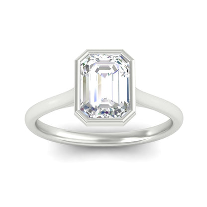 Emerald Cut Petite Bezel Solitaire Engagement Ring Fascinating Diamonds