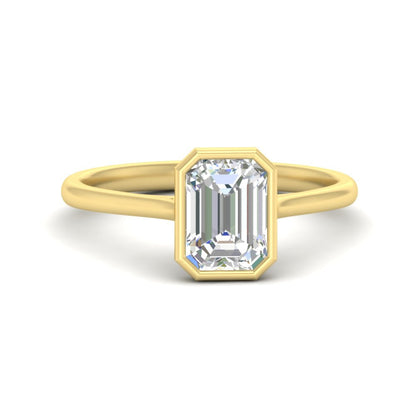Emerald Cut Petite Bezel Solitaire Engagement Ring Fascinating Diamonds