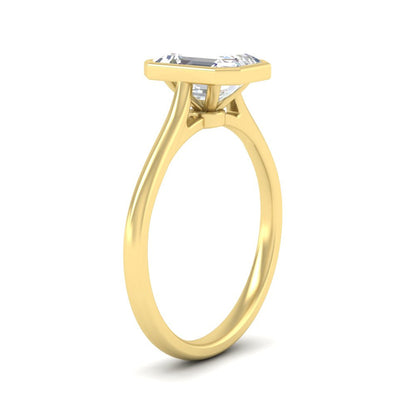 Emerald Cut Petite Bezel Solitaire Engagement Ring Fascinating Diamonds