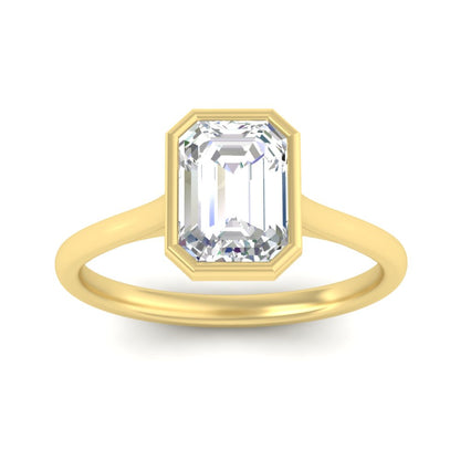 Emerald Cut Petite Bezel Solitaire Engagement Ring Fascinating Diamonds