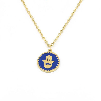 Enamel Hamsa Pendant Necklace LUNAR VINES