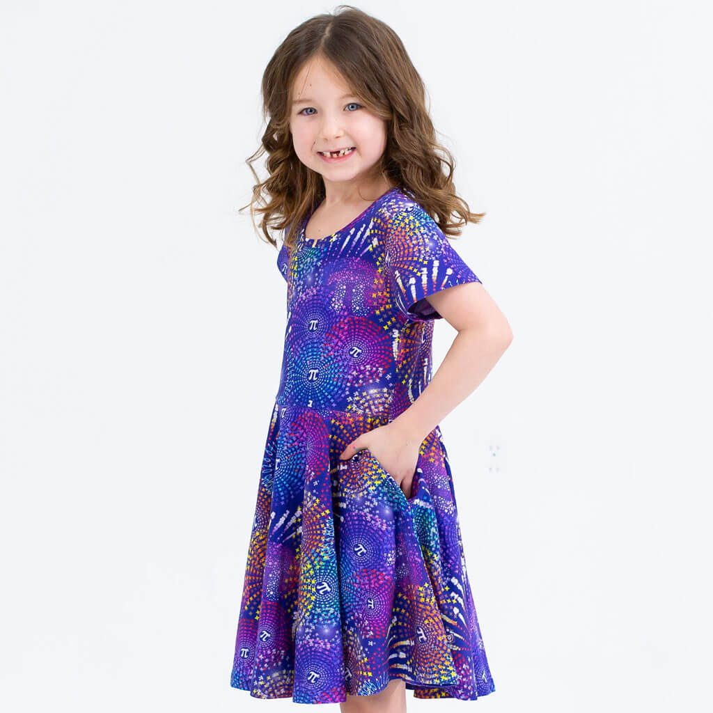 "Pi-rotechnics" Pi Fireworks Super Twirler Dress with Pockets Princess Awesome & Boy Wonder