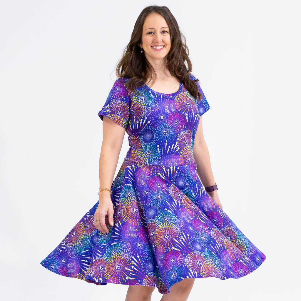 Adult "Pi-rotechnics" Pi Fireworks Super Twirler Dress with Pockets Princess Awesome & Boy Wonder