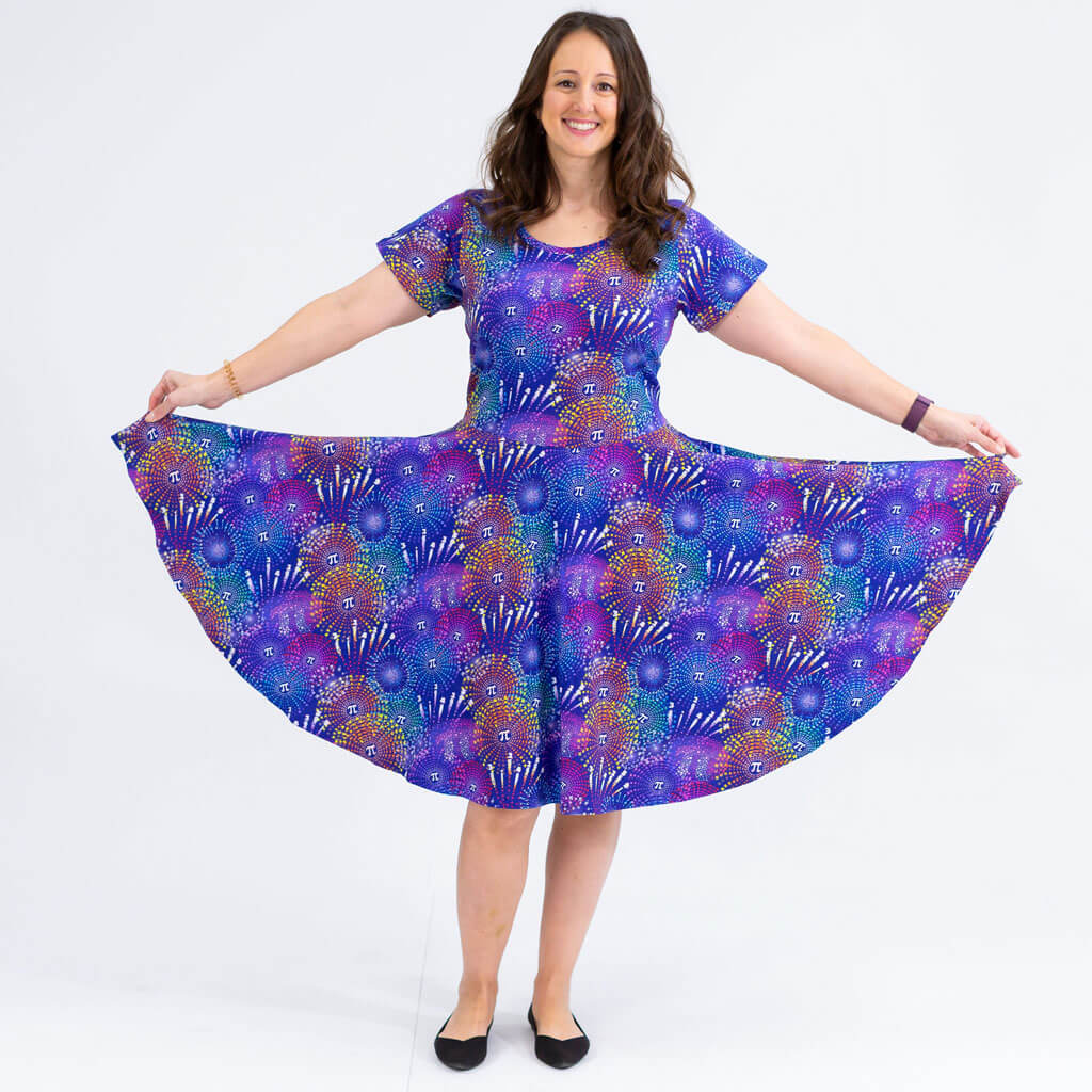 Adult "Pi-rotechnics" Pi Fireworks Super Twirler Dress with Pockets Princess Awesome & Boy Wonder