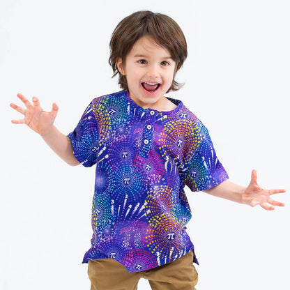 "Pi-rotechnics" Pi Fireworks Henley Short Sleeve Tee Princess Awesome & Boy Wonder