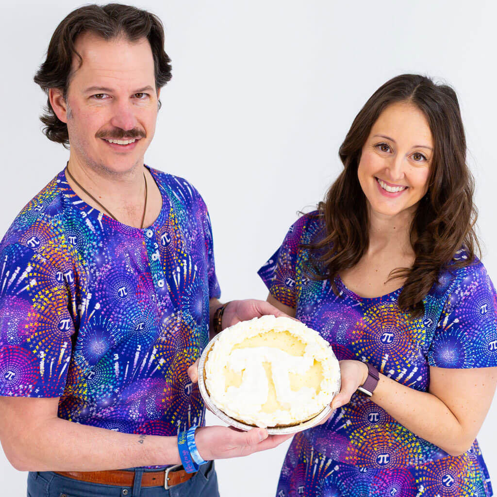 Adult "Pi-rotechnics" Pi Fireworks Henley Short Sleeve Tee Princess Awesome & Boy Wonder