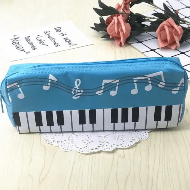 Piano Music Notes Keyboard Pencil Case Large Capacity Pencil Bags Cool Print Stationery Office School Cute Pencil Cases Stevvex