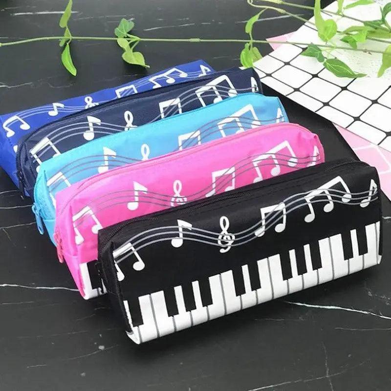 Piano Music Notes Keyboard Pencil Case Large Capacity Pencil Bags Cool Print Stationery Office School Cute Pencil Cases Stevvex
