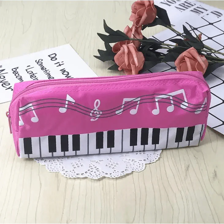 Piano Music Notes Keyboard Pencil Case Large Capacity Pencil Bags Cool Print Stationery Office School Cute Pencil Cases Stevvex