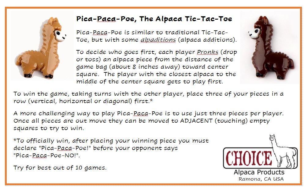 Pica Paca Poe - Alpaca Tic-Tac-Toe Game Purely Alpaca