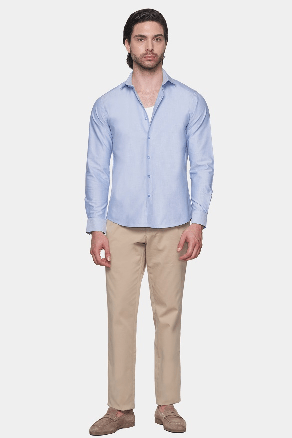premium Cotton Dress Shirt (Light Azure) Bright Moons