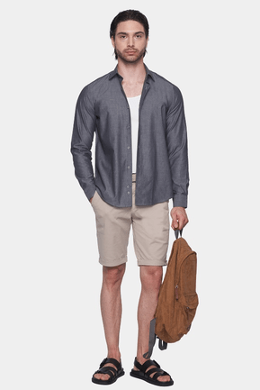 Premium Cotton Dress Shirt (Dark Gray) Bright Moons