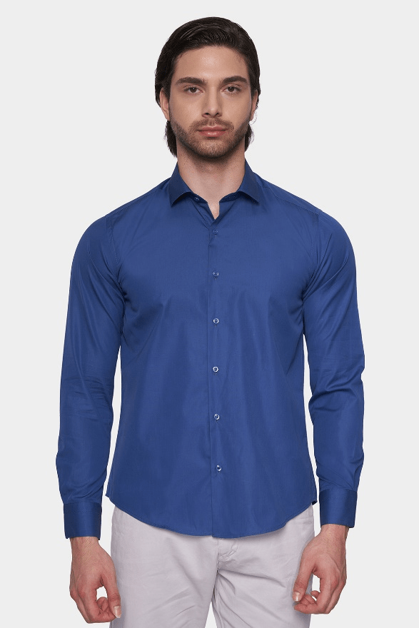 Premium Cotton  Dress Shirt (Royal) Bright Moons