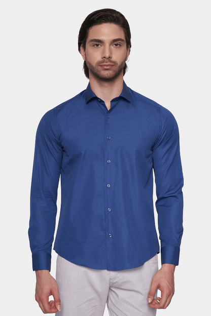 Premium Cotton  Dress Shirt (Royal) Bright Moons