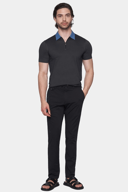 Mercerized Cotton Polo (Charcoal) Bright Moons