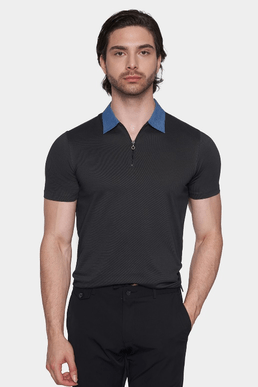 Mercerized Cotton Polo (Charcoal) Bright Moons