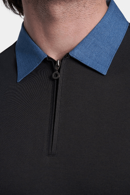 Mercerized Cotton Polo (Charcoal) Bright Moons