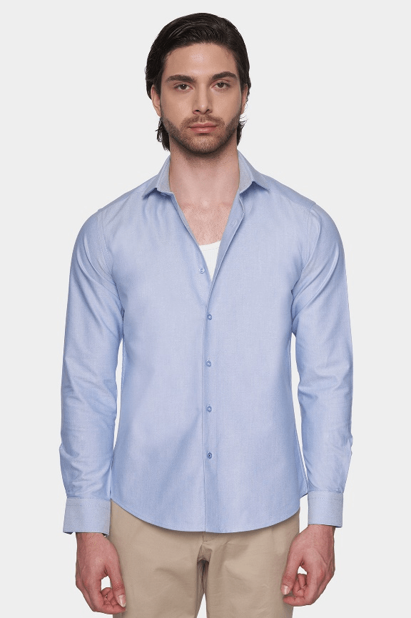 premium Cotton Dress Shirt (Light Azure) Bright Moons