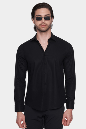 Premium Cotton Dress Shirt (Black) Bright Moons